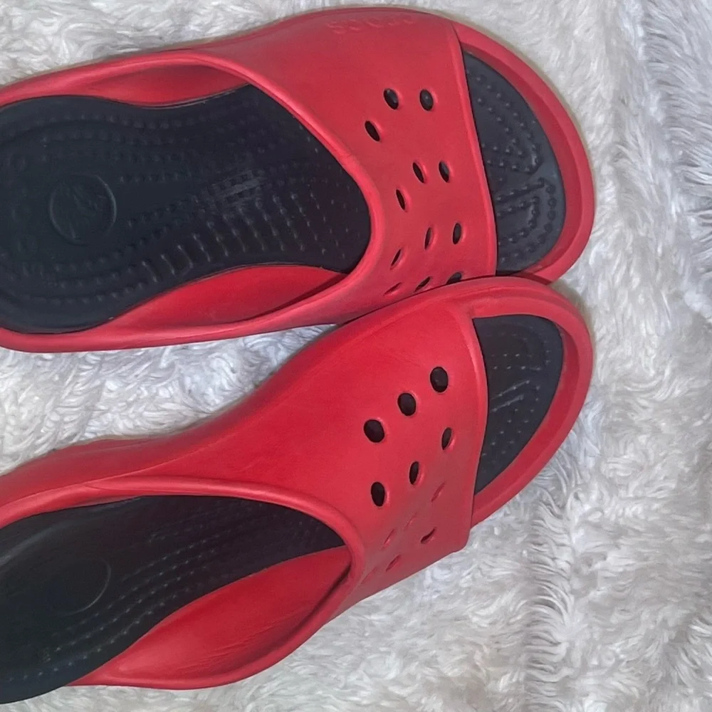 Crocs Red Slide Sandals size 9 men’s 7